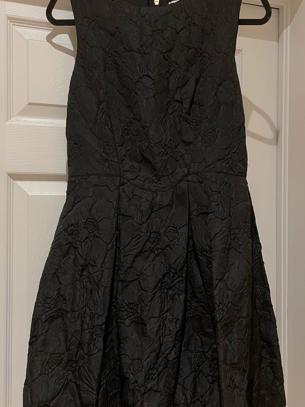 Black Floral Jacquard Fit & Flare Dress Romantic Maximalist Holiday Size 6